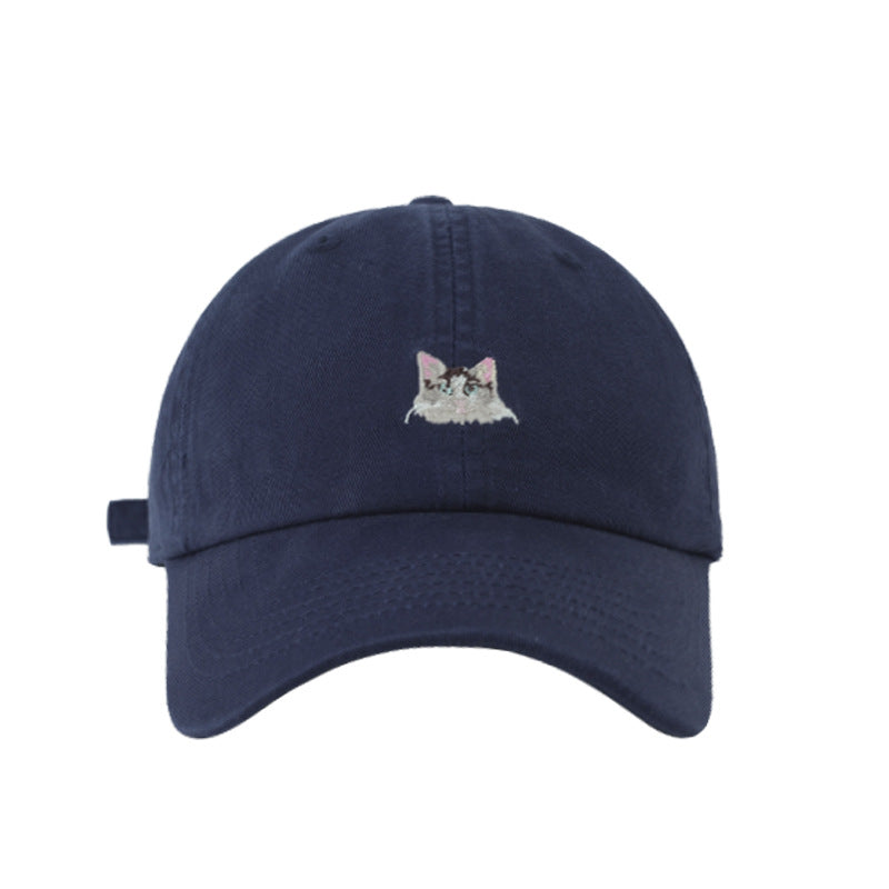 Wholesale Preppy style sweet and cute kitten embroidered baseball cap